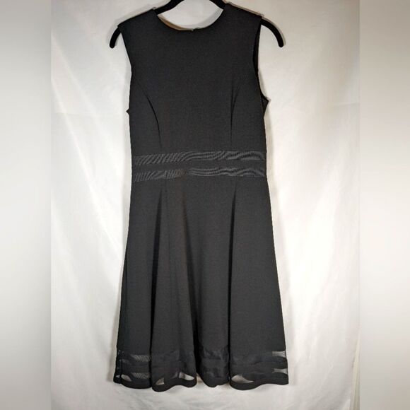 Calvin Klein Illusion Sleeveless Black A-Line Mini Dress Sheer Trim Size 4 - Picture 3 of 11